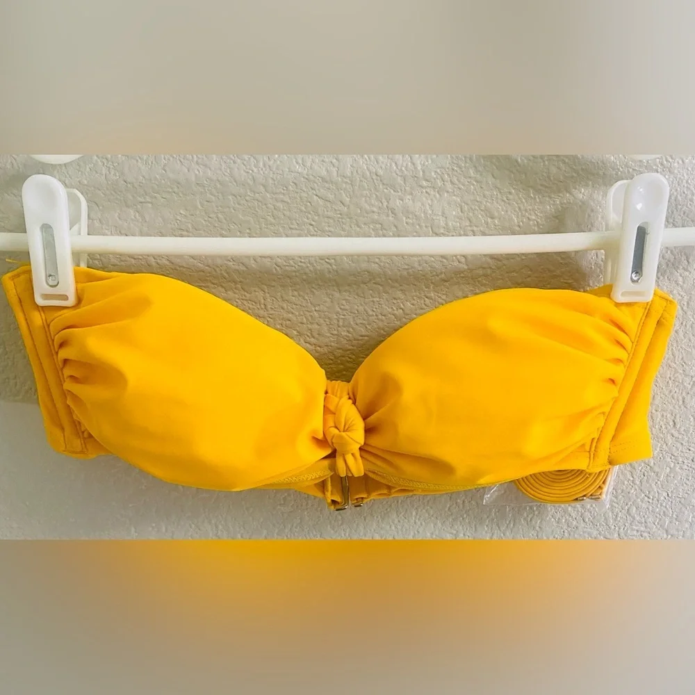 Wild Fable yellow knot front bikini top with adjustable straps Size small - Picture 1 of 6